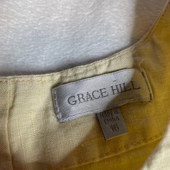 GRACE HILL 100% Linen Yellow Pastel Button Down Back 1/2 Sleeve 16 Large - Picture 2 of 4